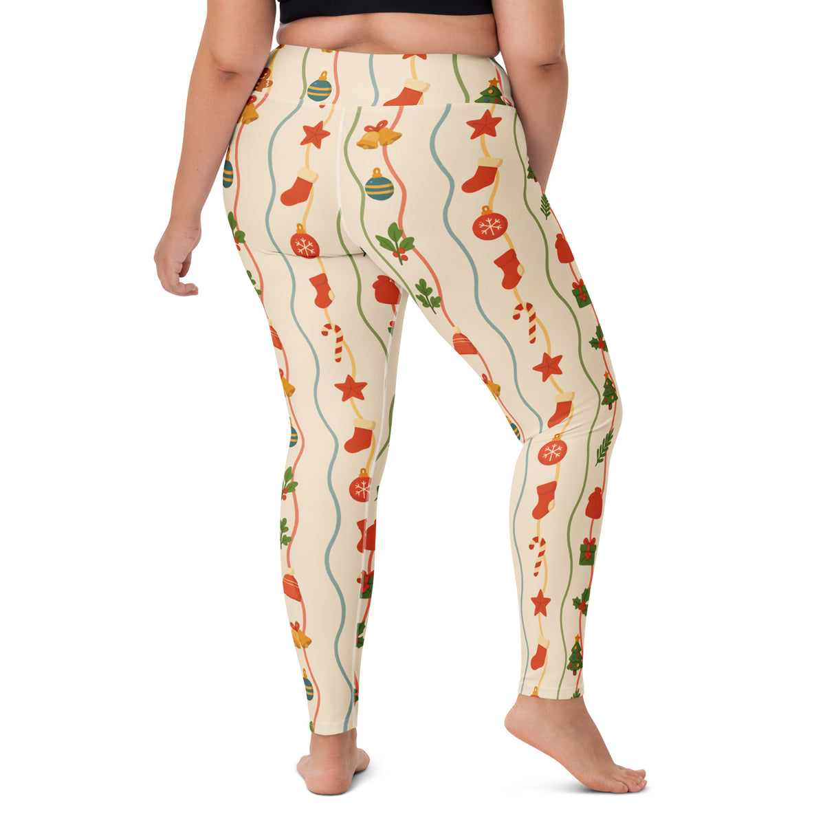 Women's Wavy Christmas Buttery Soft Yoga Leggings - Quick Drying, High Waisted Comfort