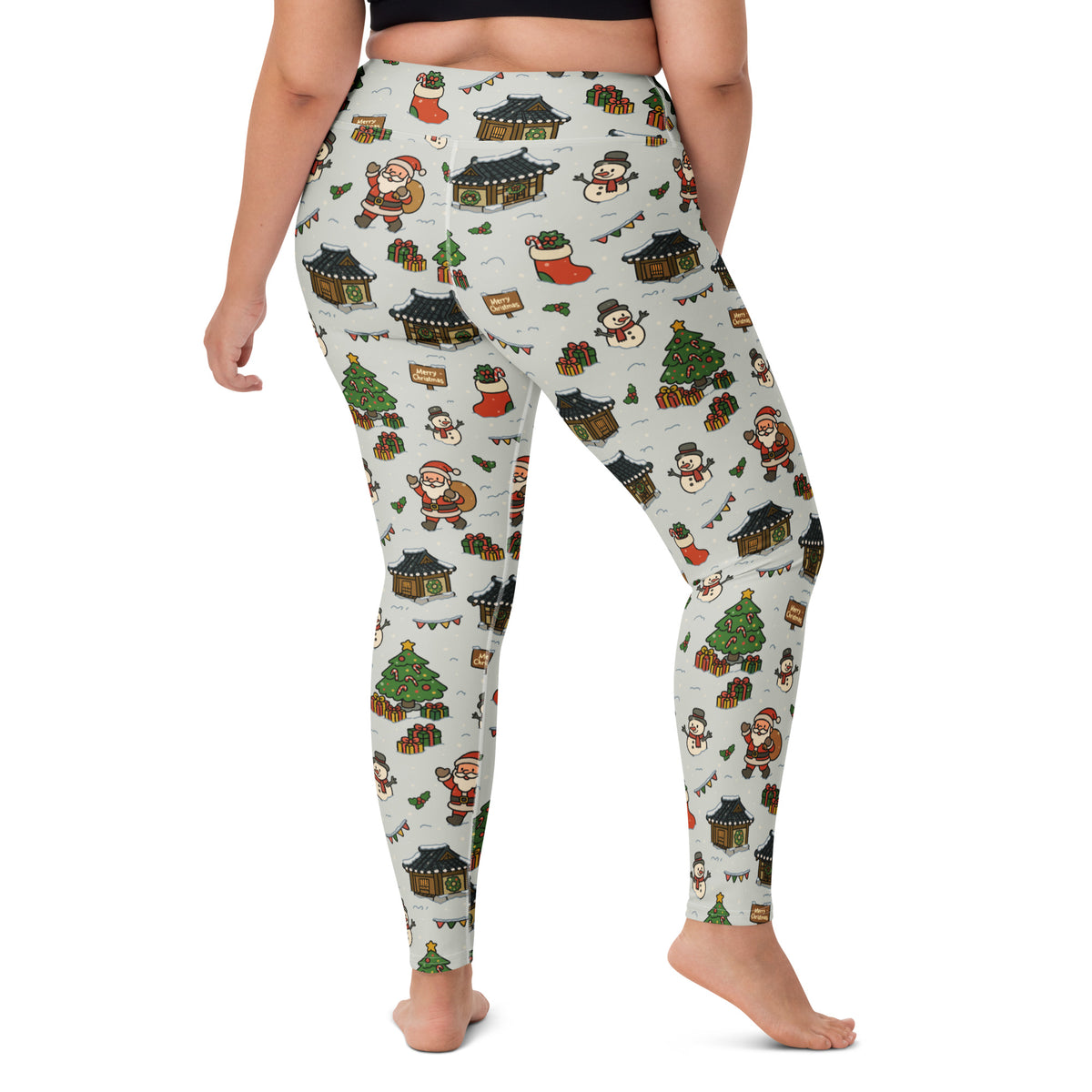 Women's Christmas Village Buttery Soft Yoga Leggings - Quick Drying, High Waisted Comfort
