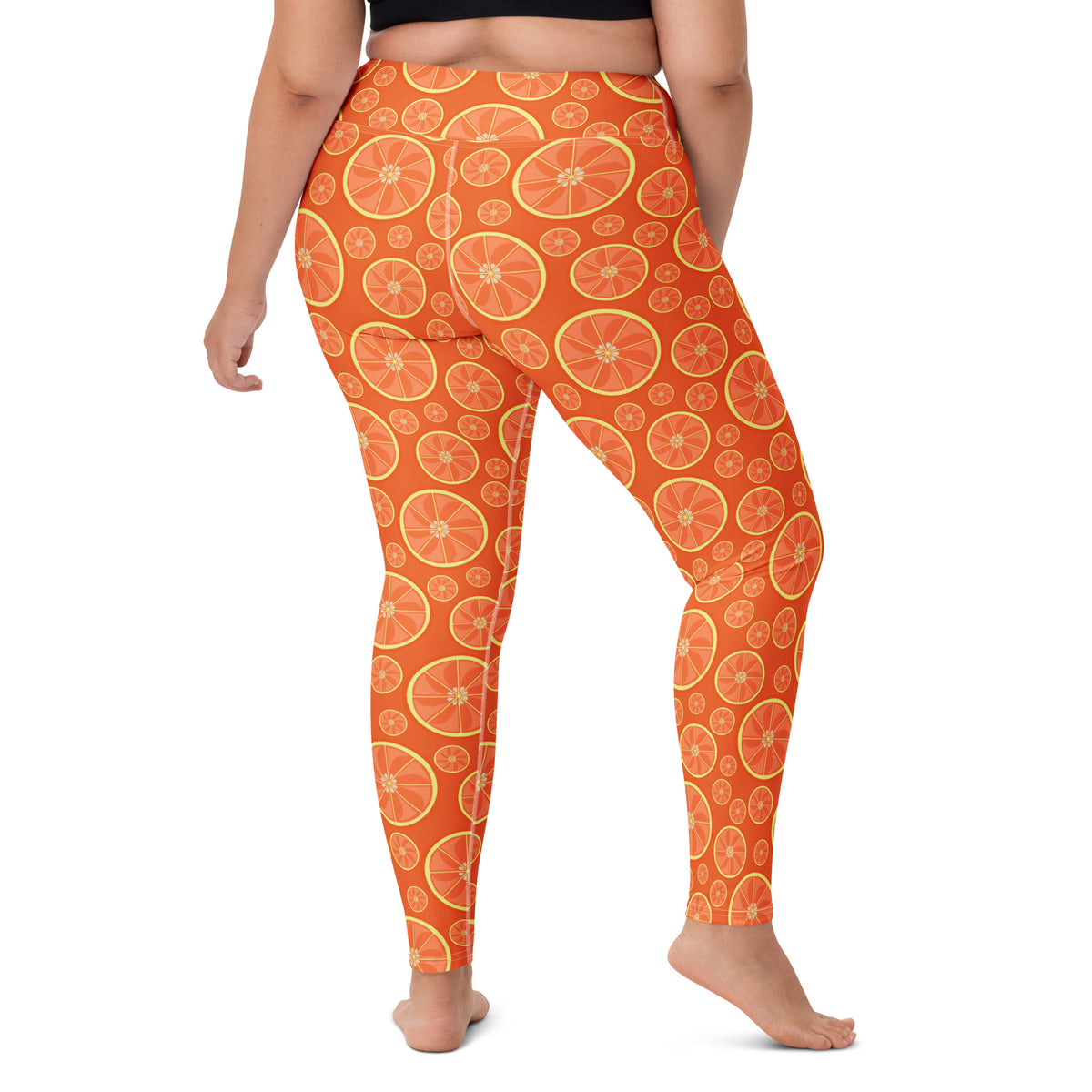 Women's Orange Citrus Buttery Soft Yoga Leggings - Quick Drying, High Waisted Comfort