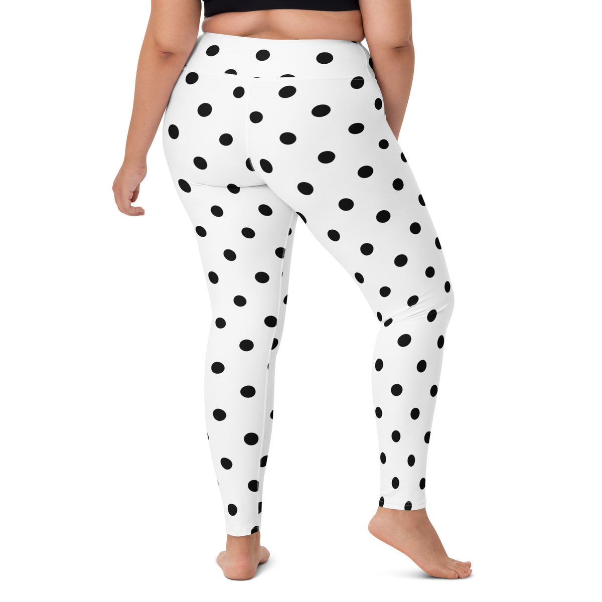 Women's White Polka Dot Buttery Soft Yoga Leggings - Quick Drying, High Waisted Comfort