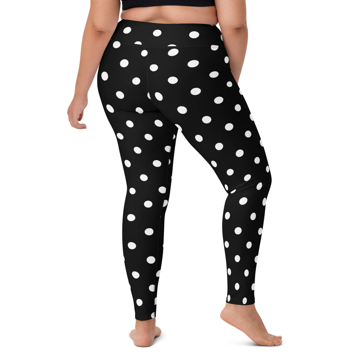 Women's Black Polka Dot Buttery Soft Yoga Leggings - Quick Drying, High Waisted Comfort