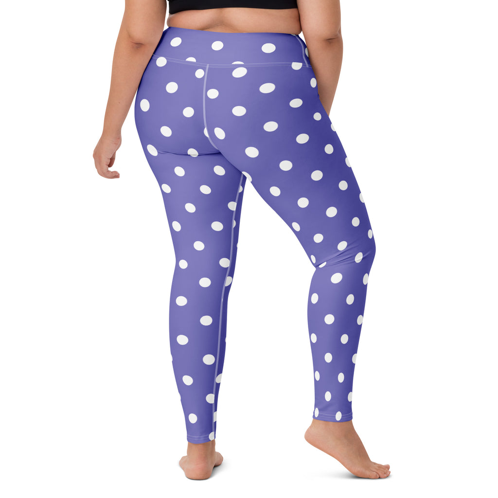 Women's Purple Polka Dot Buttery Soft Yoga Leggings - Quick Drying, High Waisted Comfort