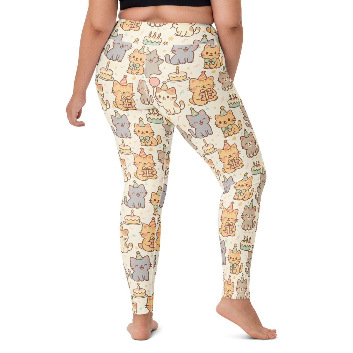 Women's Kitten Birthday Buttery Soft Yoga Leggings - Quick Drying, High Waisted Comfort