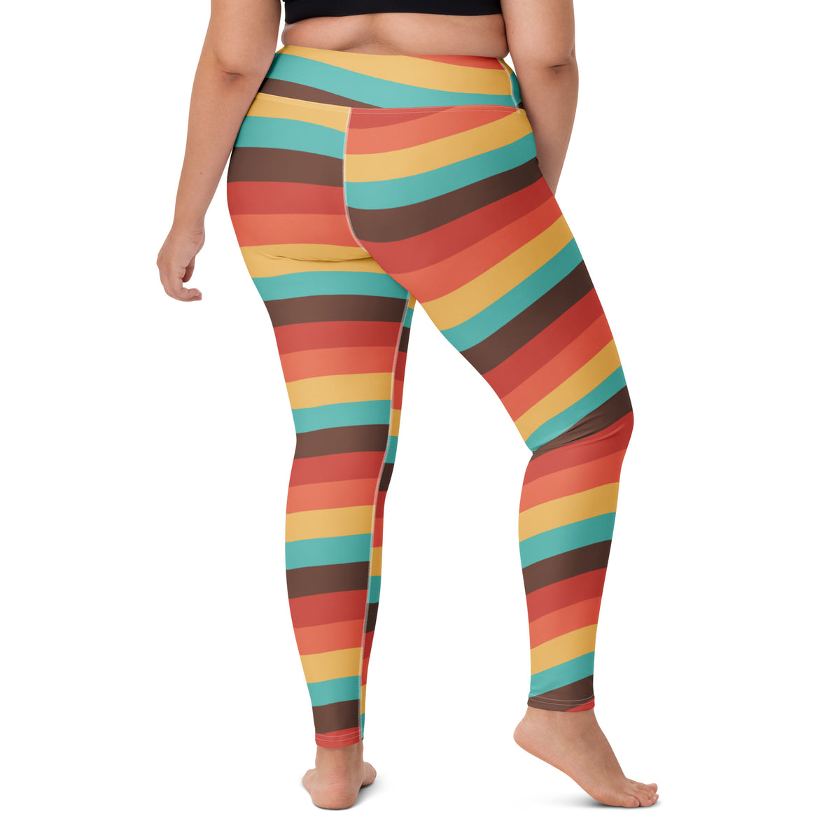 Women's Retro Rainbow Stripe Buttery Soft Yoga Leggings - Quick Drying, High Waisted Comfort