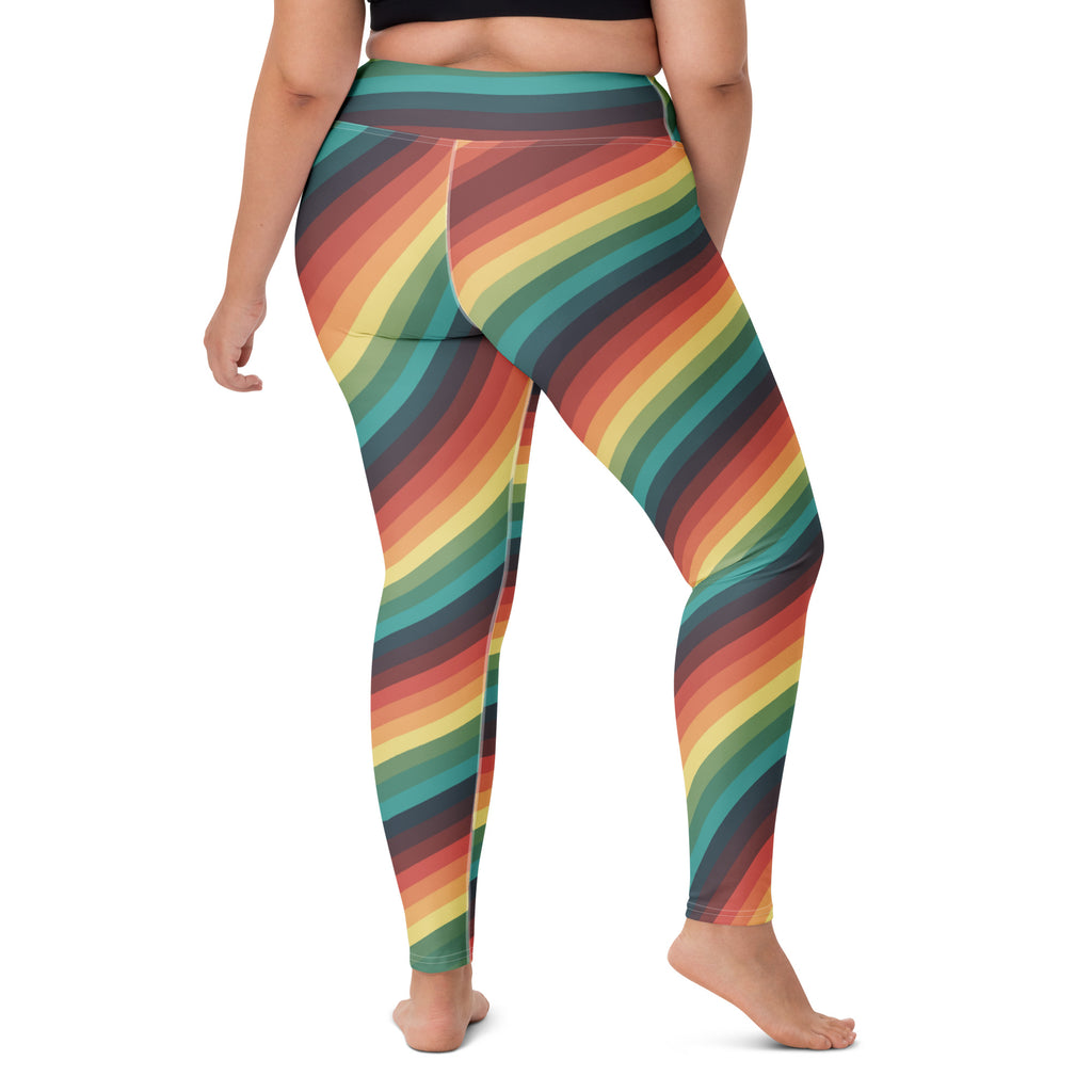 Women's Retro Striped Buttery Soft Yoga Leggings - Quick Drying, High Waisted Comfort