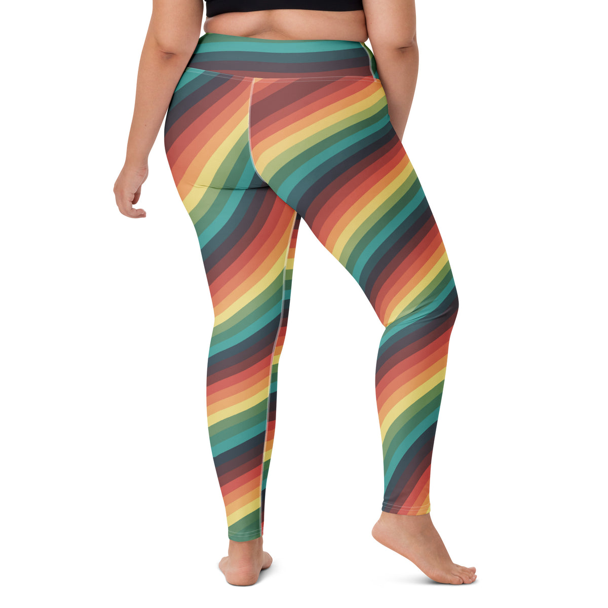 Women's Retro Striped Buttery Soft Yoga Leggings - Quick Drying, High Waisted Comfort