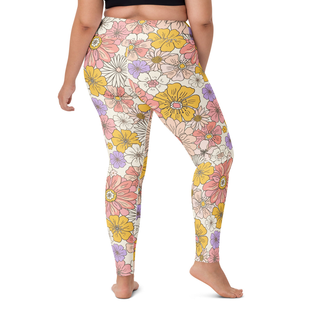 Women's Retro Floral Buttery Soft Yoga Leggings - Quick Drying, High Waisted Comfort