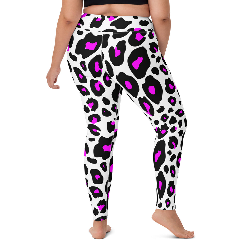 Women's Purple Leopard Print Buttery Soft Yoga Leggings - Quick Drying, High Waisted Comfort