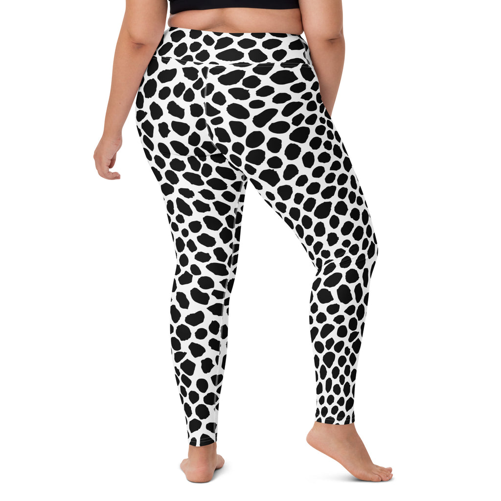 Women's Black Cow Print Buttery Soft Yoga Leggings - Quick Drying, High Waisted Comfort