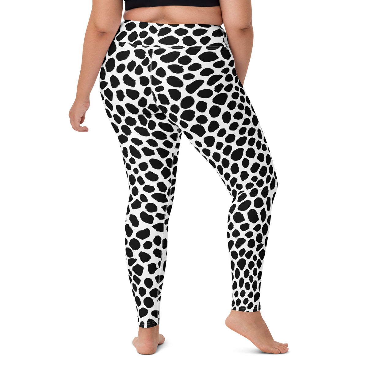 Women's Black Cow Print Buttery Soft Yoga Leggings - Quick Drying, High Waisted Comfort