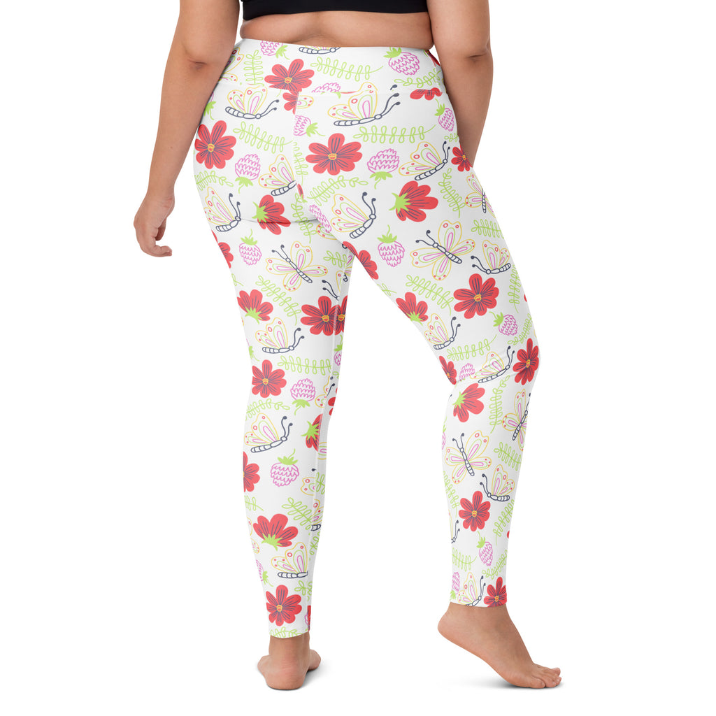 Women's Butterfly Floral Buttery Soft Yoga Leggings - Quick Drying, High Waisted Comfort