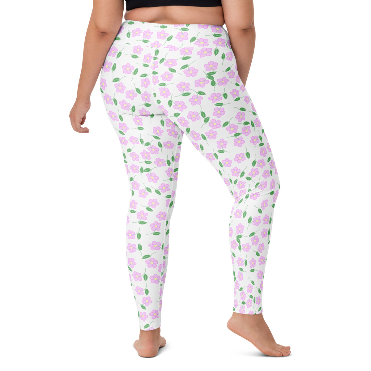 Women's Lavender Flowers Buttery Soft Yoga Leggings - Quick Drying, High Waisted Comfort