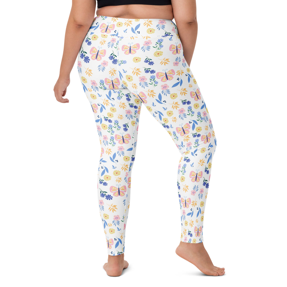 Women's Butterfly Floral Buttery Soft Yoga Leggings - Quick Drying, High Waisted Comfort