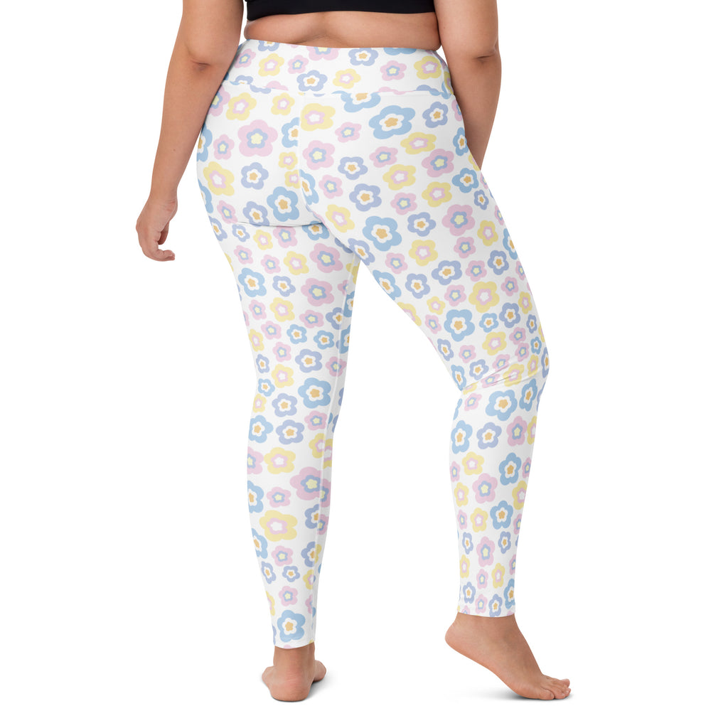 Women's Cheerful Floral Buttery Soft Yoga Leggings - Quick Drying, High Waisted Comfort