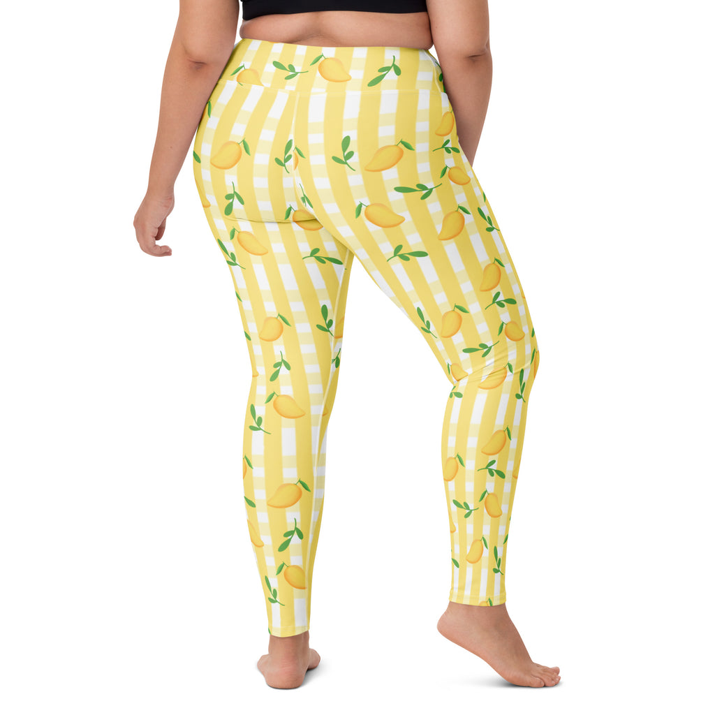 Women's Mango Gingham Buttery Soft Yoga Leggings - Quick Drying, High Waisted Comfort