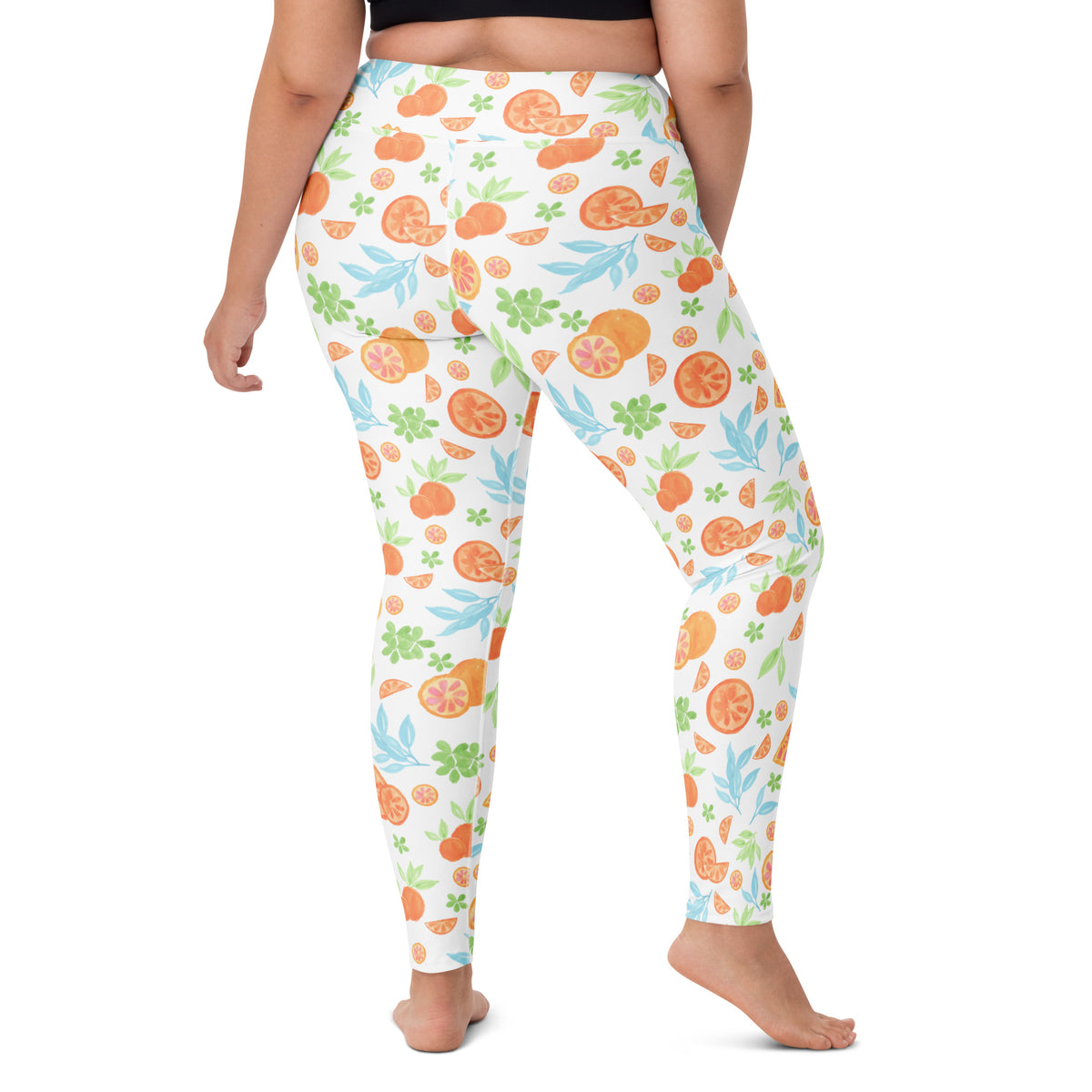 Women's Watercolor Orange Citrus Buttery Soft Yoga Leggings - Quick Drying, High Waisted Comfort