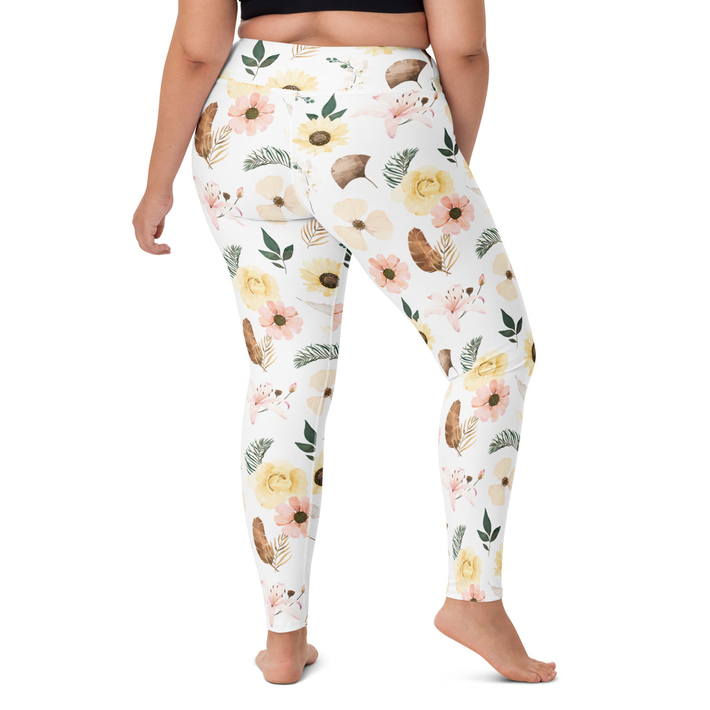 Women's Boho Sunflower Buttery Soft Yoga Leggings - Quick Drying, High Waisted Comfort