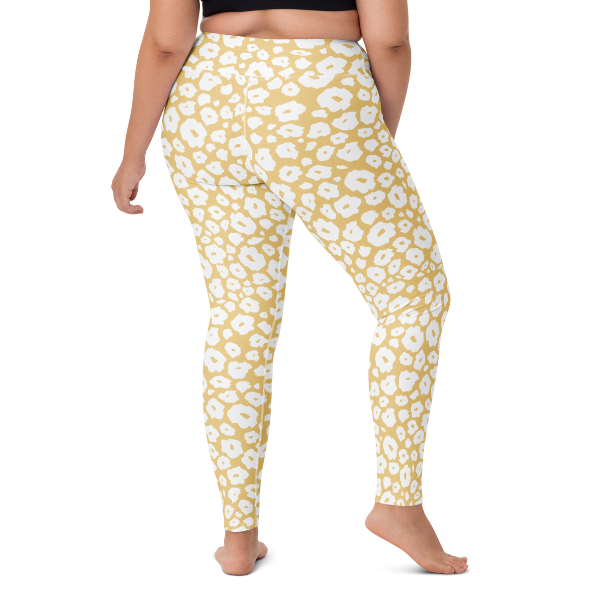 Women's Beige Leopard Print Buttery Soft Yoga Leggings - Quick Drying, High Waisted Comfort