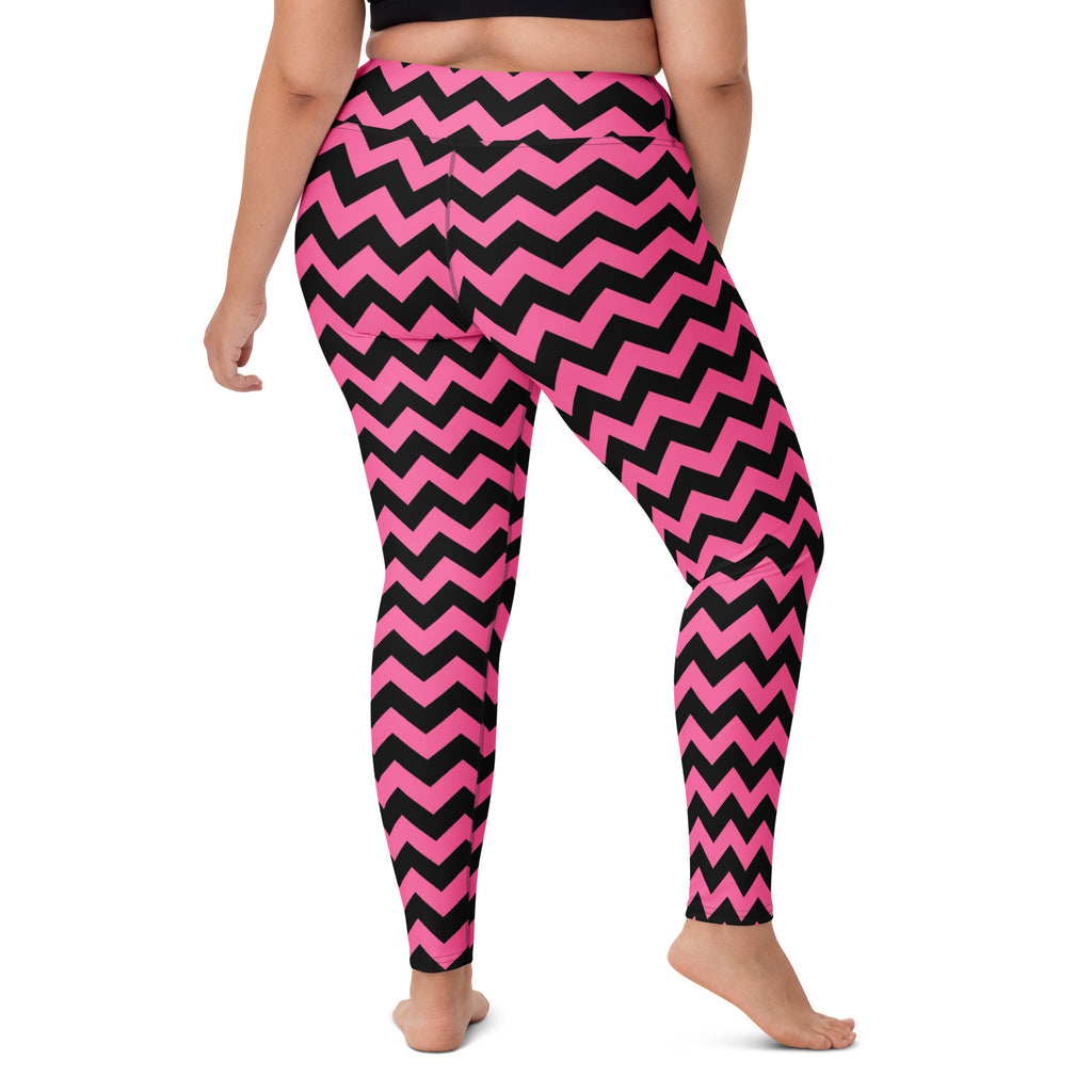 Women's Pink Chevron Halloween Buttery Soft Yoga Leggings - Quick Drying, High Waisted Comfort