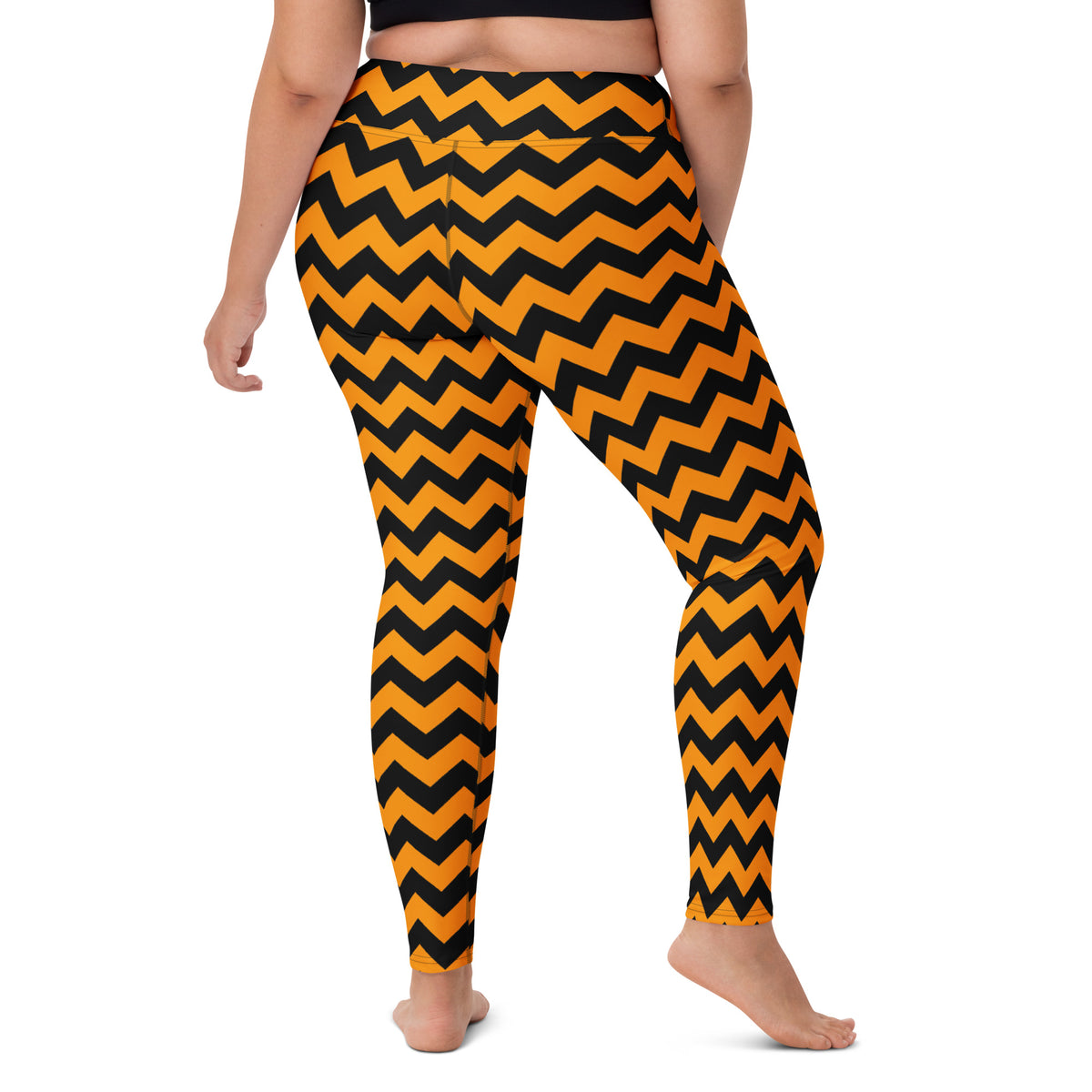 Women's Orange Chevron Halloween Buttery Soft Yoga Leggings - Quick Drying, High Waisted Comfort