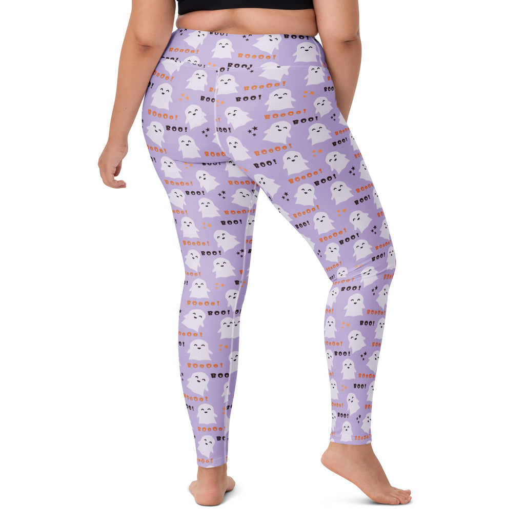 Women's Purple Ghost Halloween Buttery Soft Yoga Leggings - Quick Drying, High Waisted Comfort