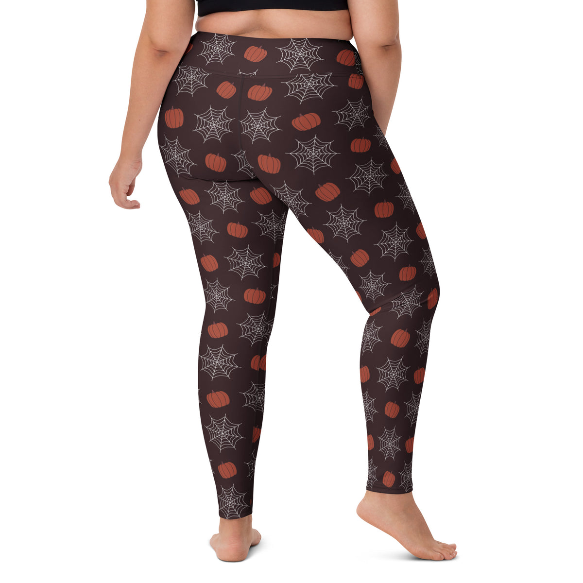 Women's Pumpkin Spider Web Halloween Buttery Soft Yoga Leggings - Quick Drying, High Waisted Comfort