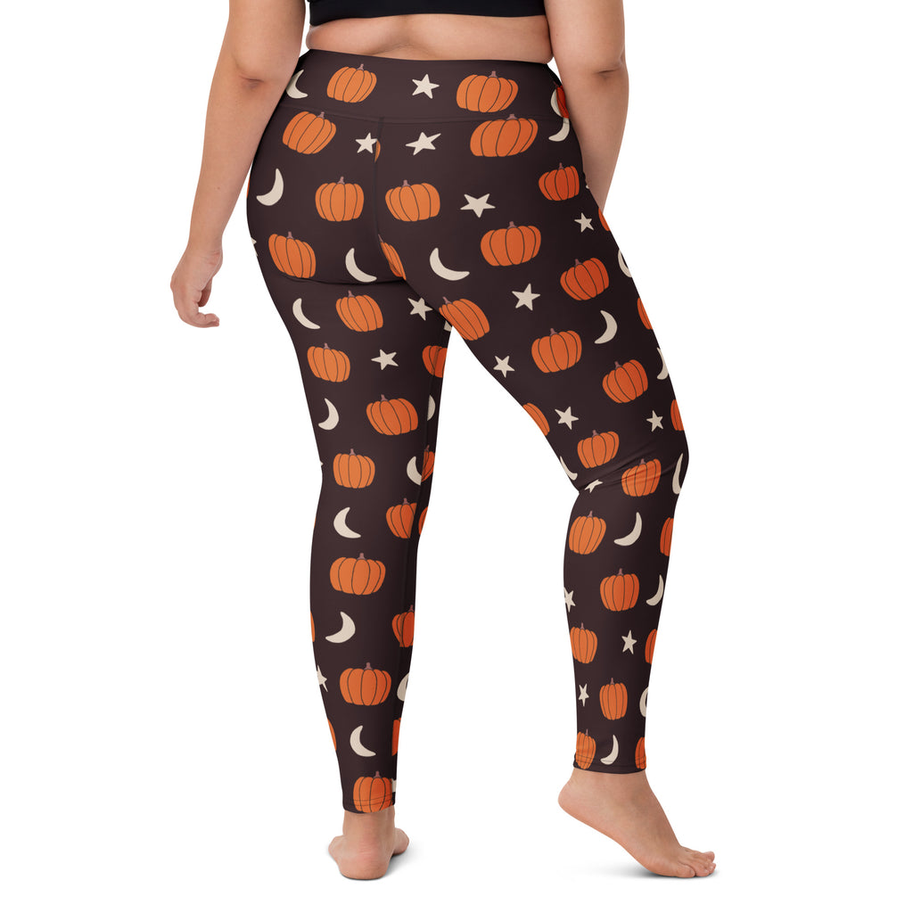Women's Pumpkin Moon Halloween Buttery Soft Yoga Leggings - Quick Drying, High Waisted Comfort