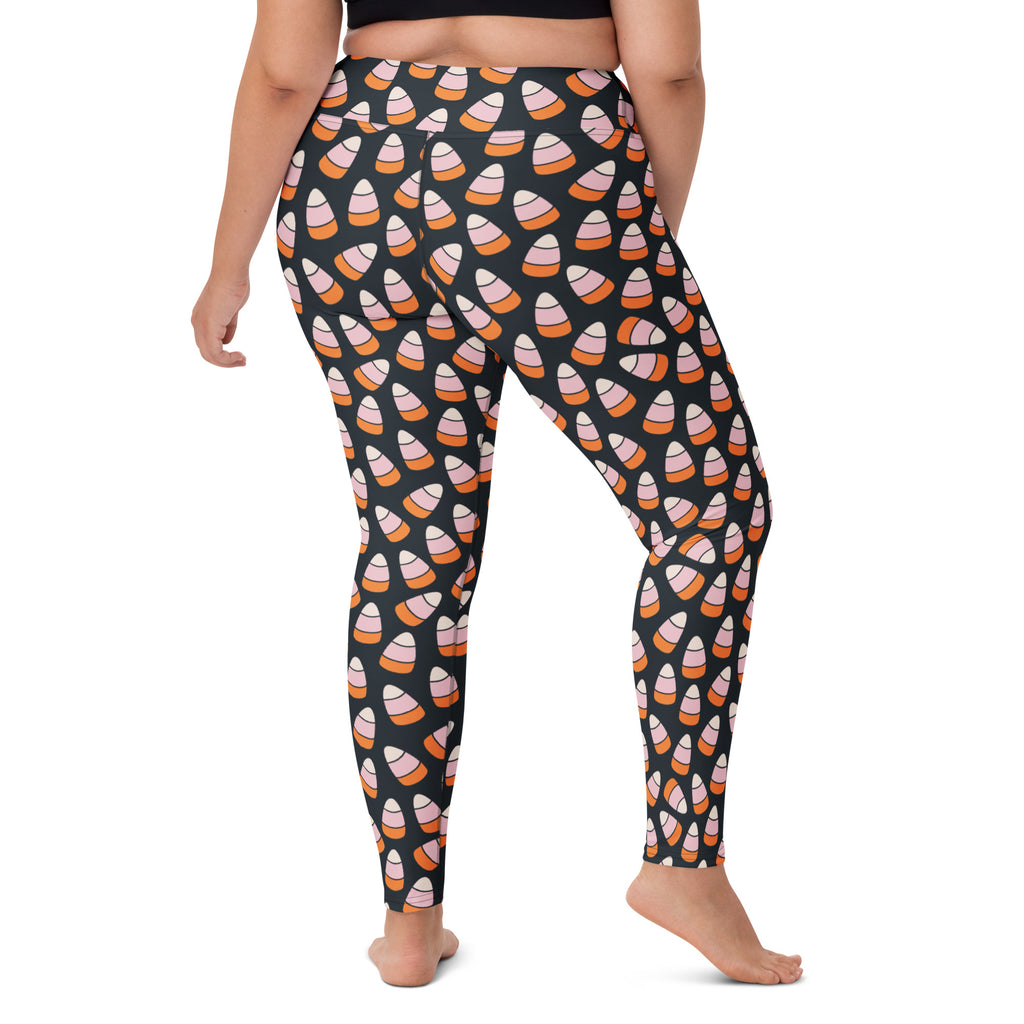 Women's Pink & Orange Candy Corn Buttery Soft Yoga Leggings - Quick Drying, High Waisted Comfort