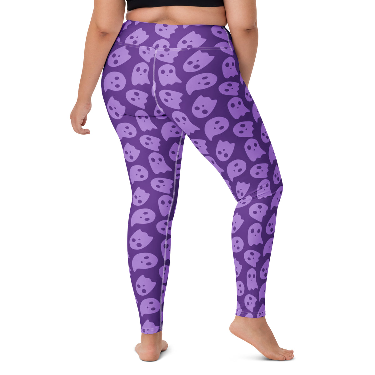 Women's Purple Ghost Halloween Buttery Soft Yoga Leggings - Quick Drying, High Waisted Comfort
