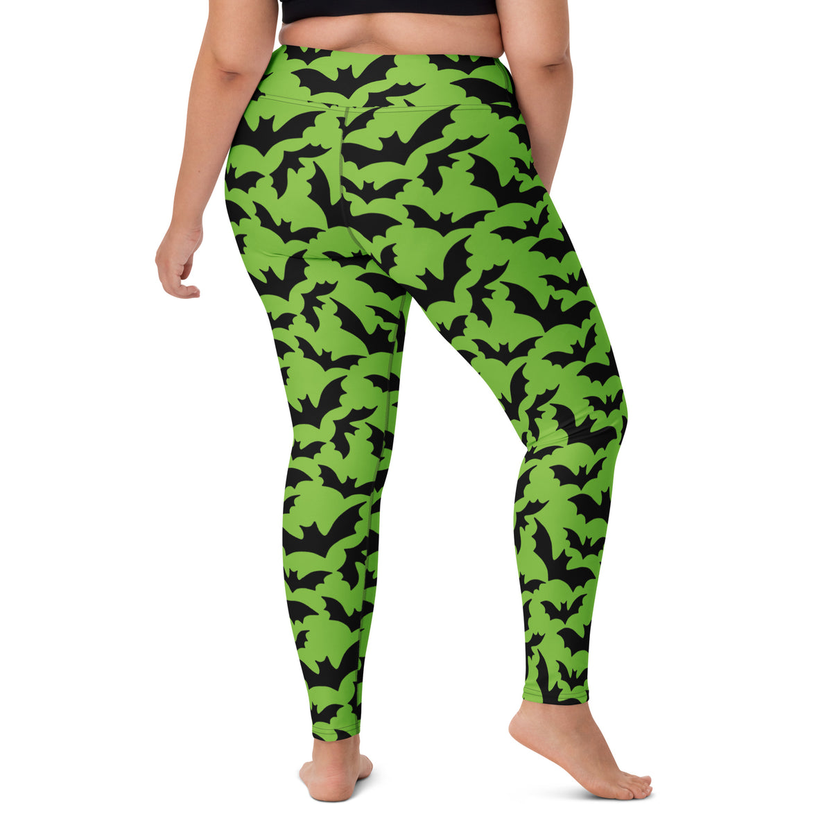 Women's Green Bat Halloween Buttery Soft Yoga Leggings - Quick Drying, High Waisted Comfort