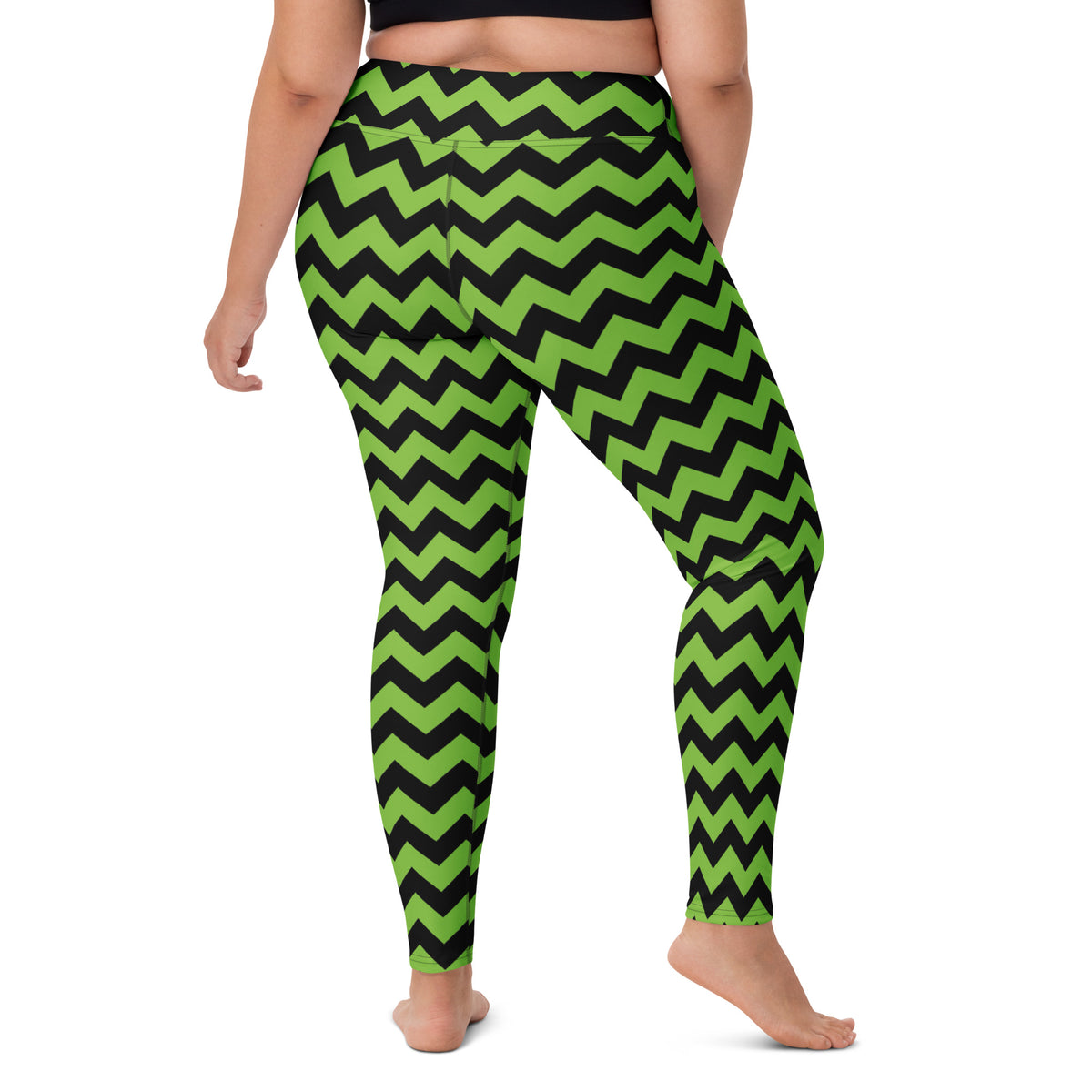Women's Green Chevron Halloween Buttery Soft Yoga Leggings - Quick Drying, High Waisted Comfort