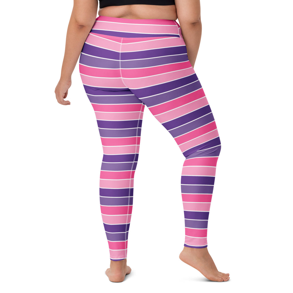Women's Pink & Purple Striped Halloween Buttery Soft Yoga Leggings - Quick Drying, High Waisted Comfort