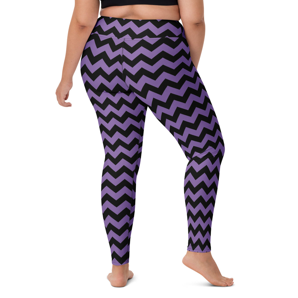 Women's Purple Chevron Halloween Buttery Soft Yoga Leggings - Quick Drying, High Waisted Comfort