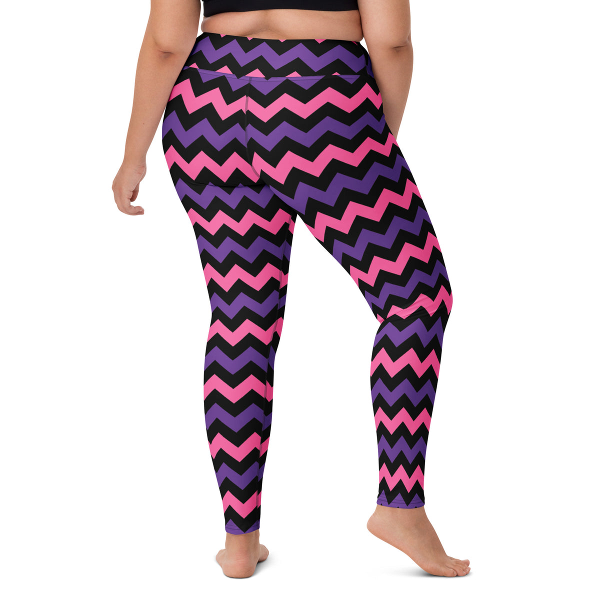 Women's Pink & Purple Chevron Halloween Buttery Soft Yoga Leggings - Quick Drying, High Waisted Comfort