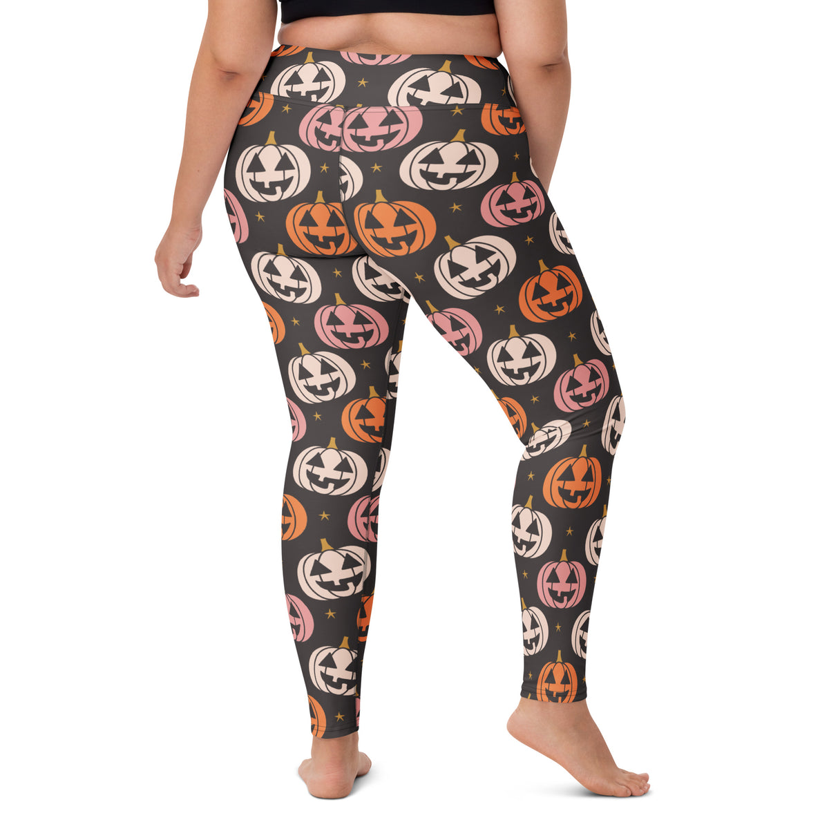 Women's Autumn Jack O’ Lantern Buttery Soft Yoga Leggings - Quick Drying, High Waisted Comfort