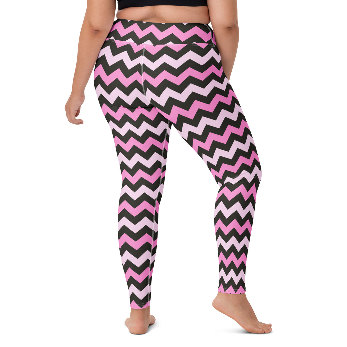 Women's Pink & Gray Chevron Halloween Buttery Soft Yoga Leggings - Quick Drying, High Waisted Comfort