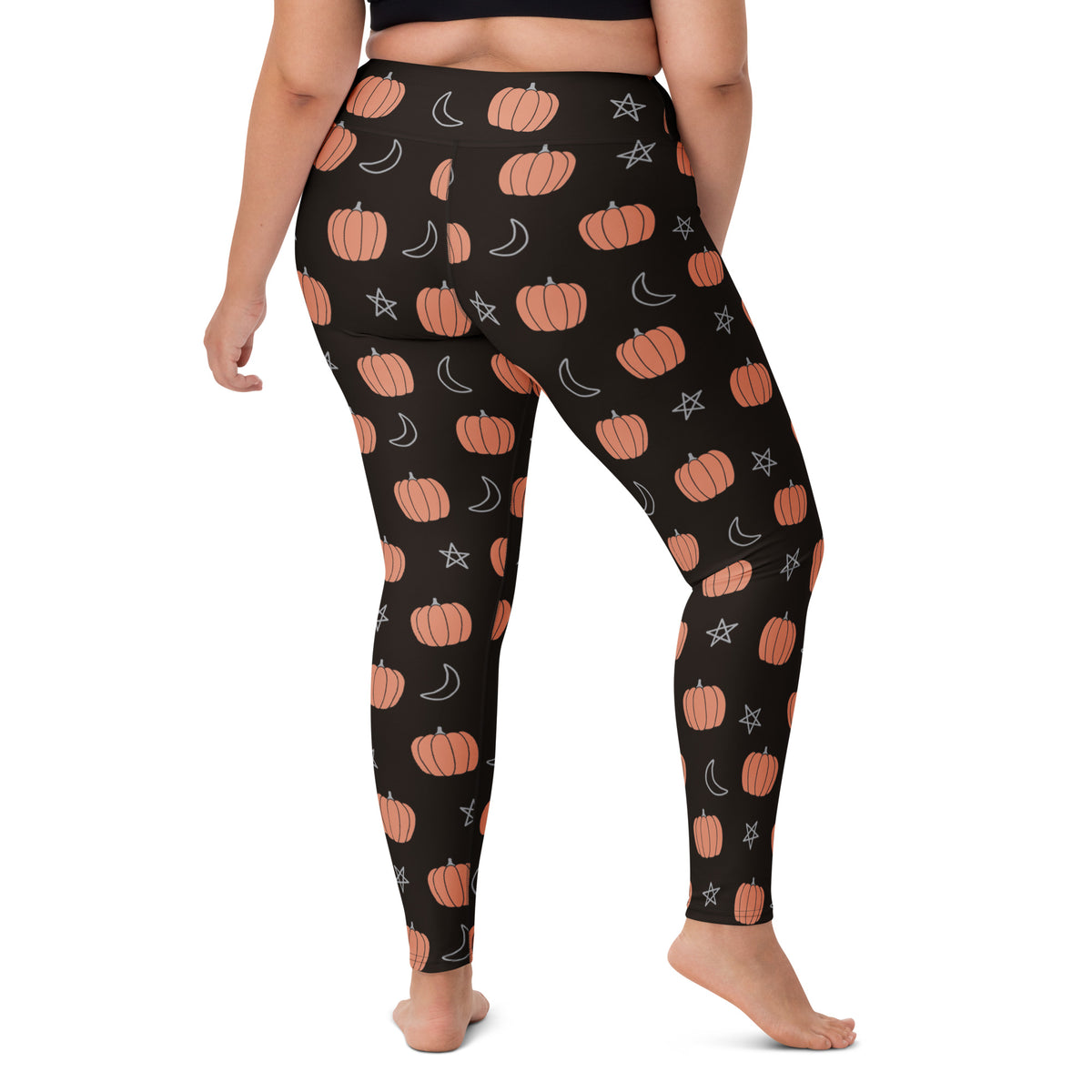 Women's Black Pumpkin Halloween Buttery Soft Yoga Leggings - Quick Drying, High Waisted Comfort