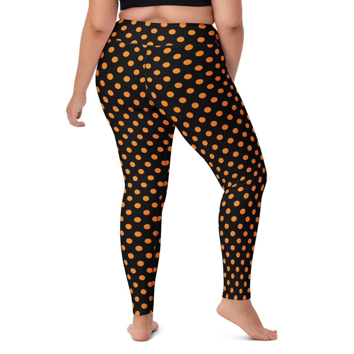 Women's Orange Polka Dot Halloween Buttery Soft Yoga Leggings - Quick Drying, High Waisted Comfort