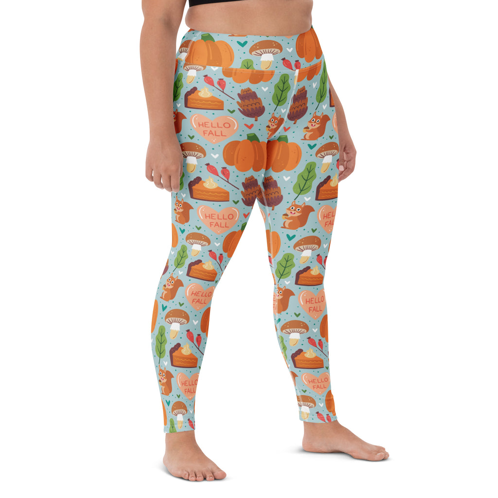 Women's Hello Fall Pumpkin Buttery Soft Yoga Leggings - Quick Drying, High Waisted Comfort