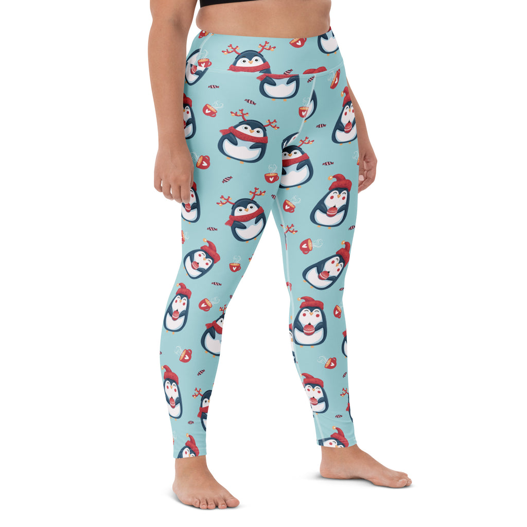 Women's Christmas Penguin Buttery Soft Yoga Leggings - Quick Drying, High Waisted Comfort