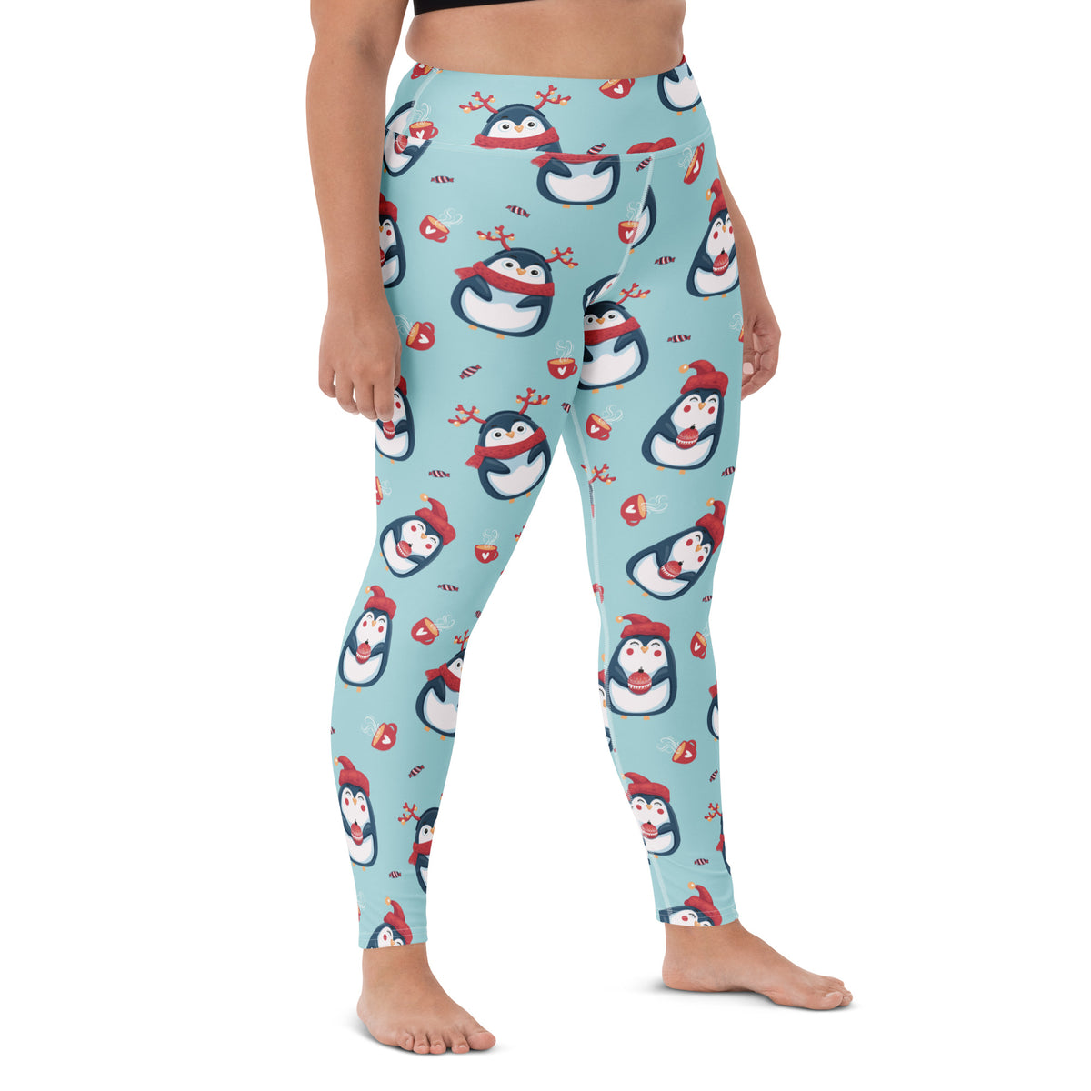 Women's Christmas Penguin Buttery Soft Yoga Leggings - Quick Drying, High Waisted Comfort
