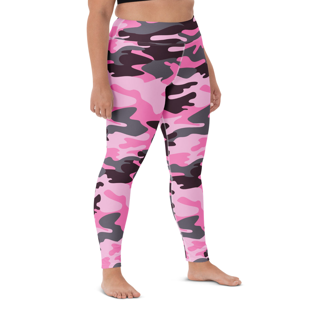 Women's Pink Camouflage Buttery Soft Yoga Leggings - Quick Drying, High Waisted Comfort