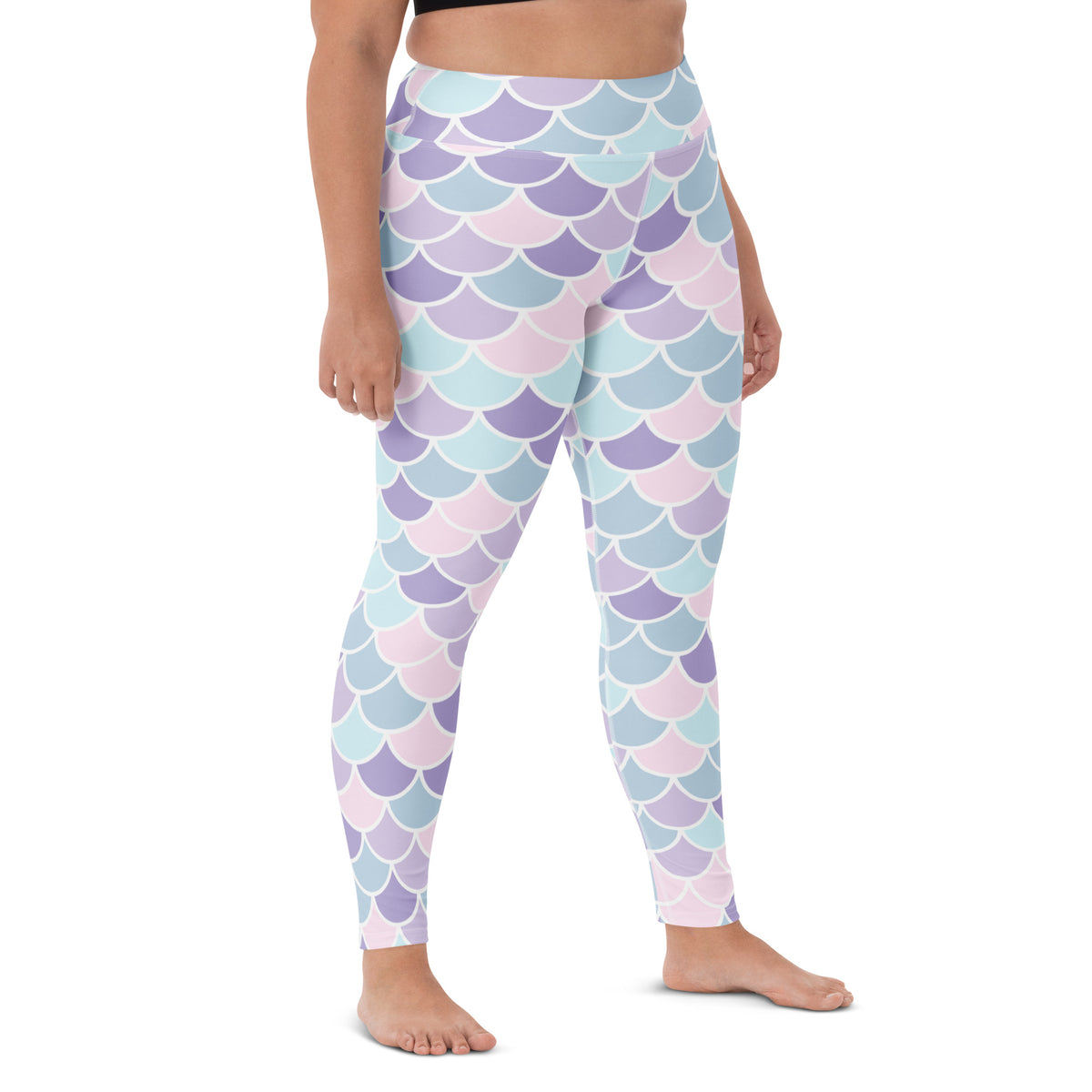 Women's Pastel Mermaid Scales Buttery Soft Yoga Leggings - Quick Drying, High Waisted Comfort