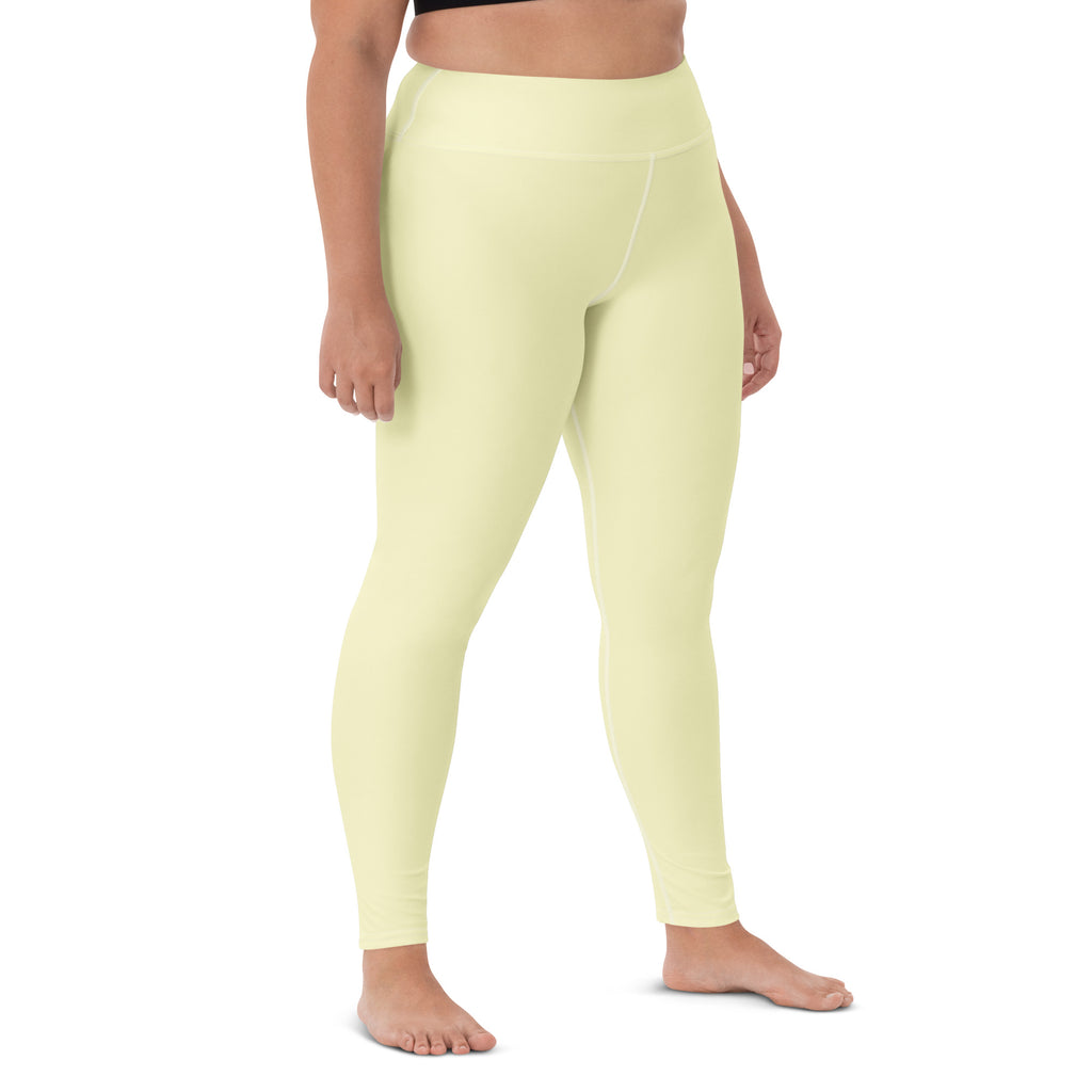 Women's Pastel Yellow Buttery Soft Yoga Leggings - Quick Drying, High Waisted Comfort