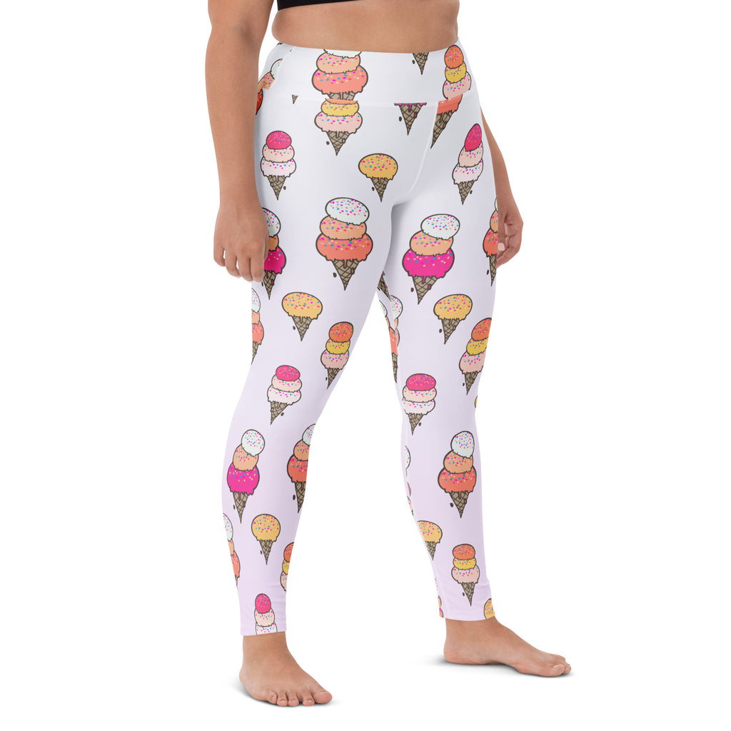 Women's Ice Cream Cone Buttery Soft Yoga Leggings - Quick Drying, High Waisted Comfort