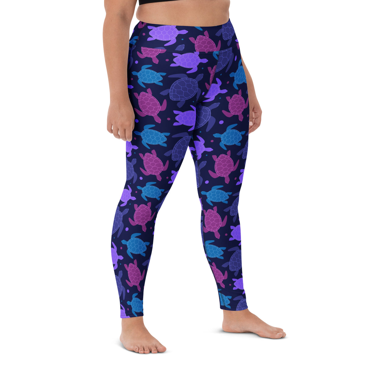 Women's Purple Sea Turtle Buttery Soft Yoga Leggings - Quick Drying, High Waisted Comfort