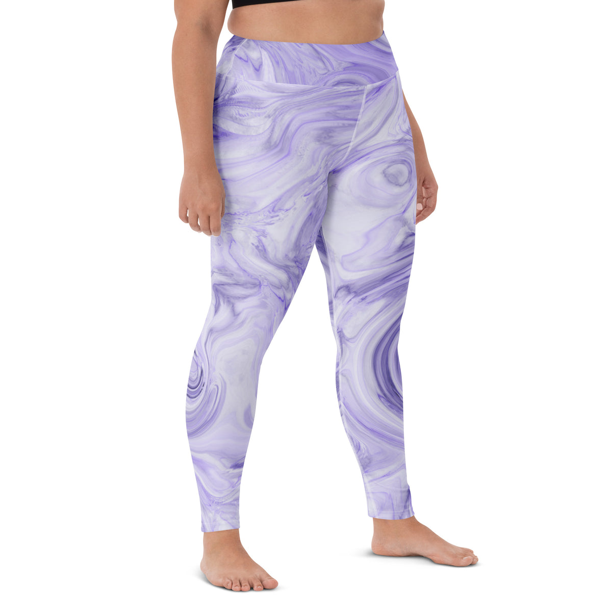 Women's Purple Marble Buttery Soft Yoga Leggings - Quick Drying, High Waisted Comfort