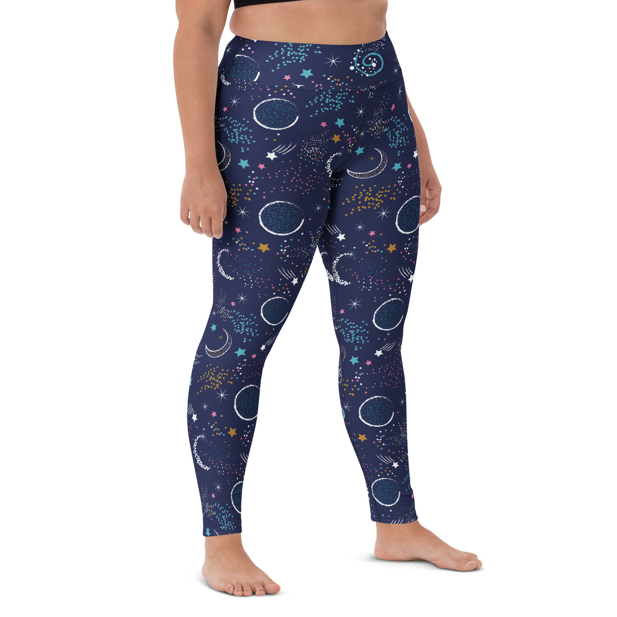 Women's Dark Purple Space Buttery Soft Yoga Leggings - Quick Drying, High Waisted Comfort