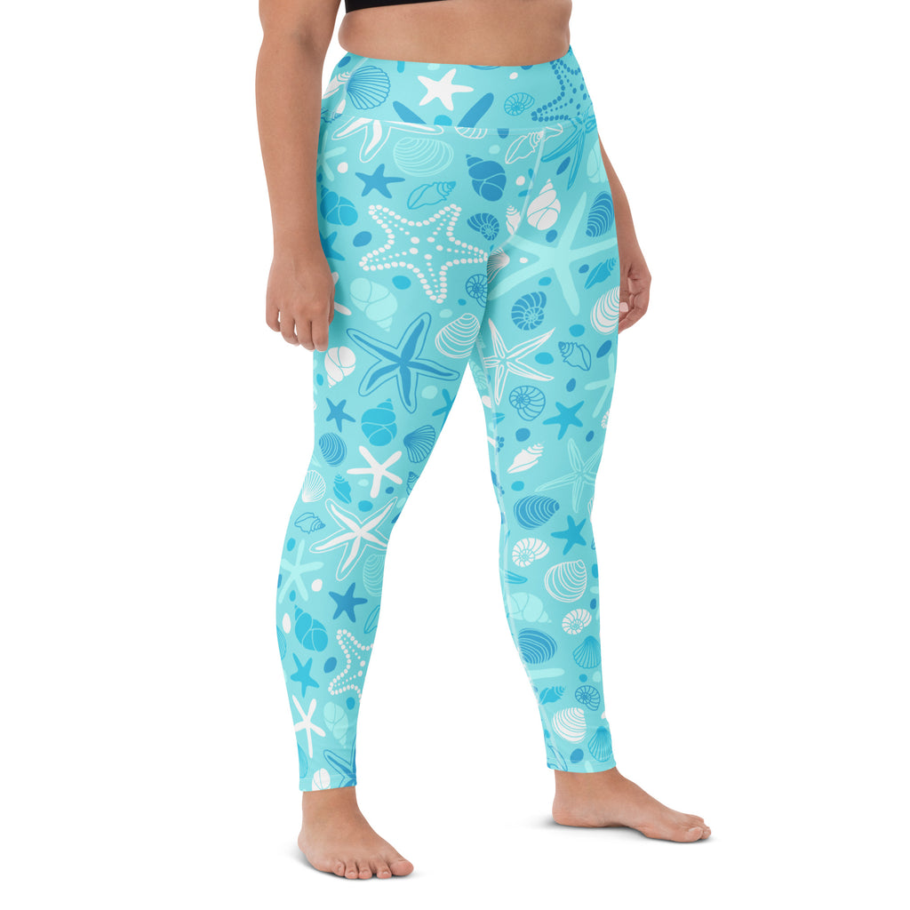 Women's Starfish & Shells Buttery Soft Yoga Leggings - Quick Drying, High Waisted Comfort