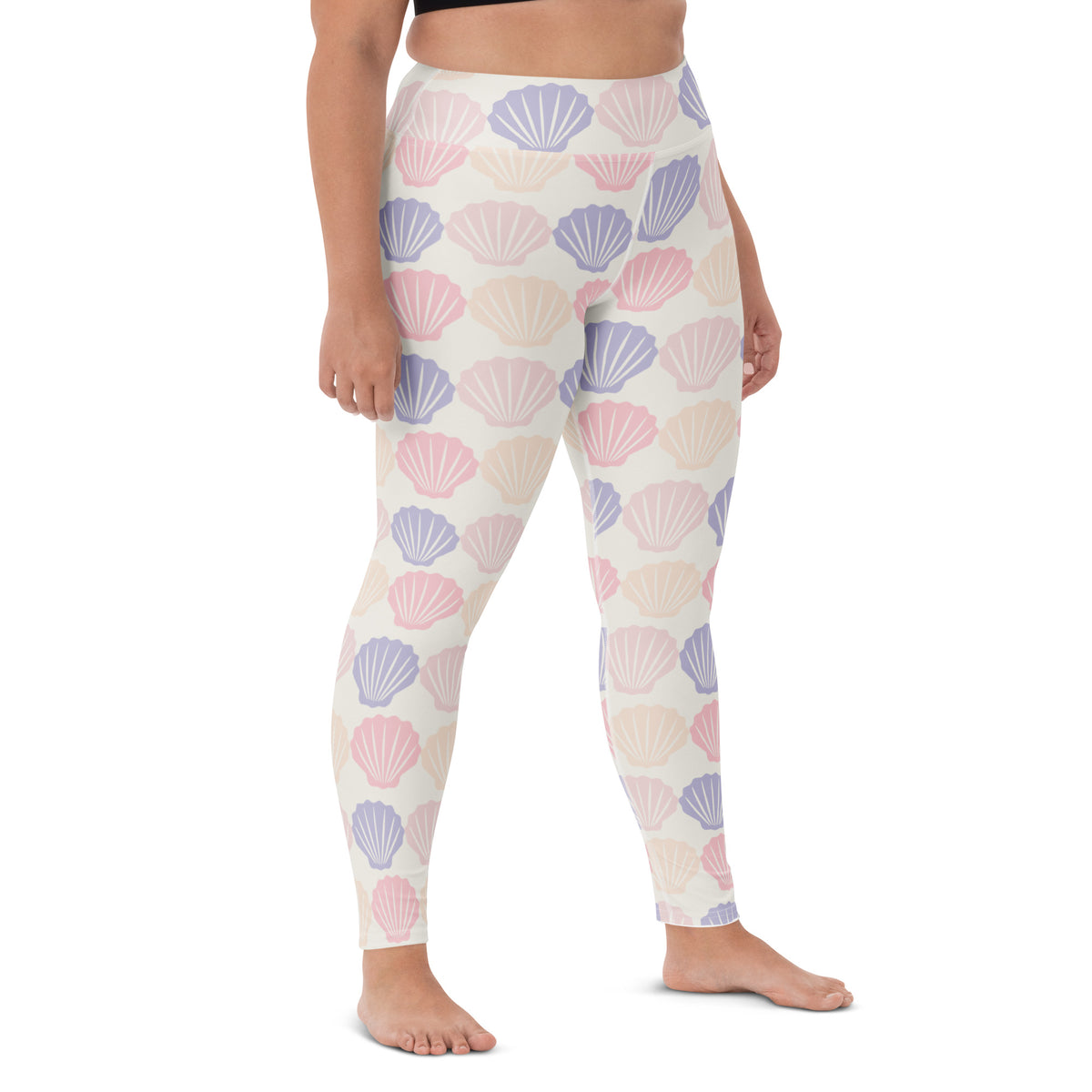 Women's Pastel Seashell Buttery Soft Yoga Leggings - Quick Drying, High Waisted Comfort